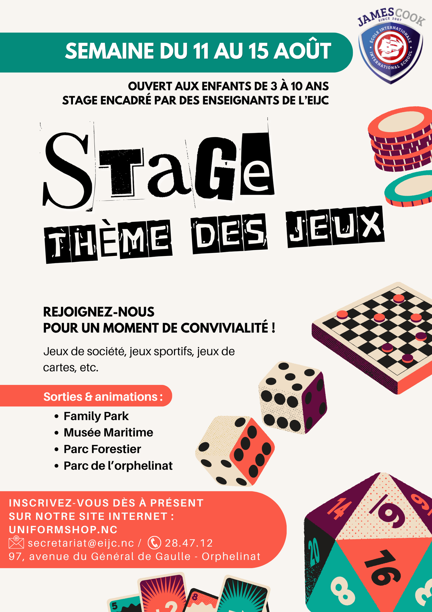 🎲 Stage Vacances Thème des Jeux – Du 11 au 15 août