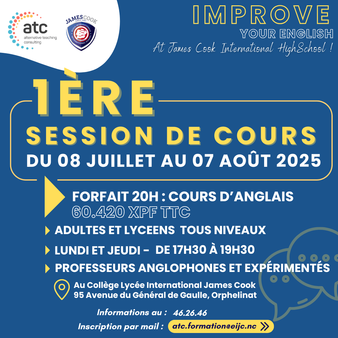 Cours d'Anglais – Session du Soir (08 Juillet au 07 Août 2025)